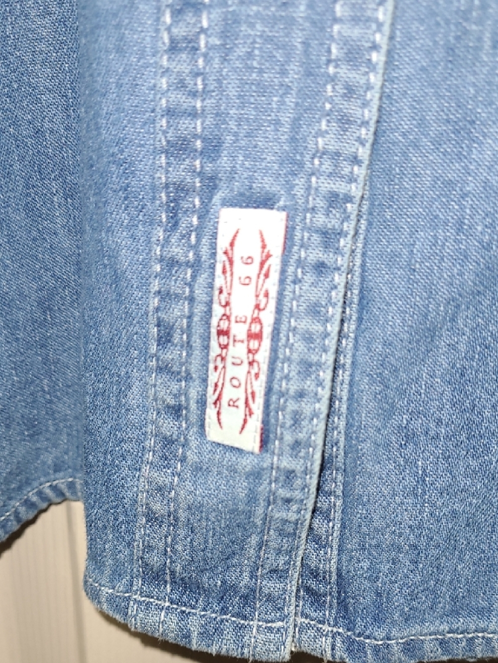 NWT Sleeveless western festive denim snap-front shirt in blue by Route 66 - Picture 6 of 11